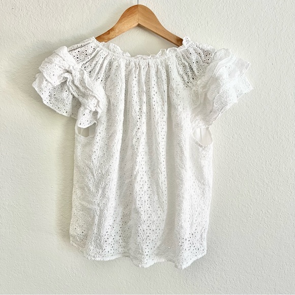 Shop Buddy Love Carla Ruffle White Eyelet Top Sz M - Picture 10 of 10